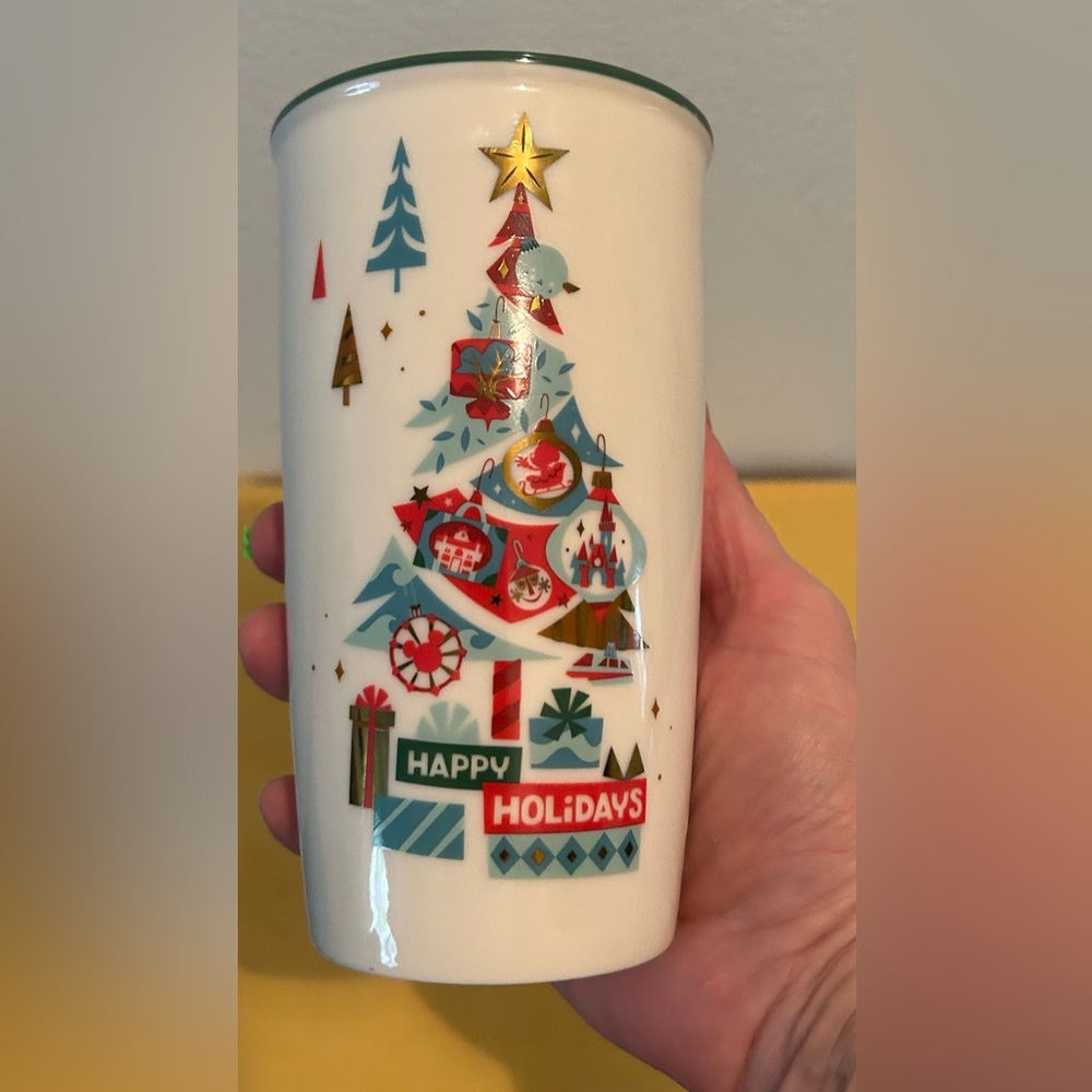 Starbucks Disney edition Christmas ceramic travel mug.